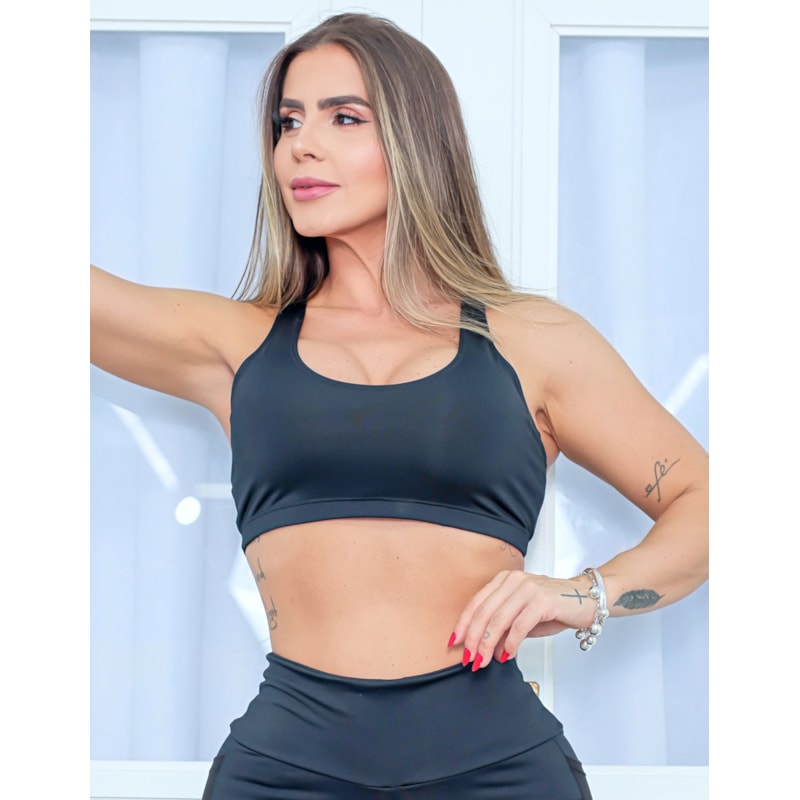 Top Fitness Preto com Bojo | Ref: 4.4.4030-01