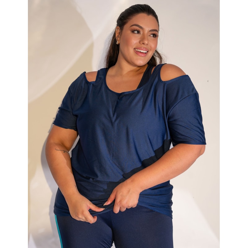 Blusa Plus Size em Dry Fit Azul Marinho | Ref: 4.4.1751-18