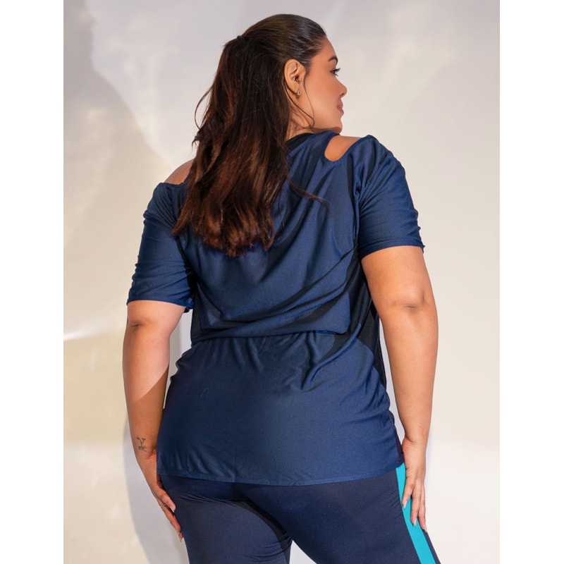 Blusa Plus Size em Dry Fit Azul Marinho | Ref: 4.4.1751-18