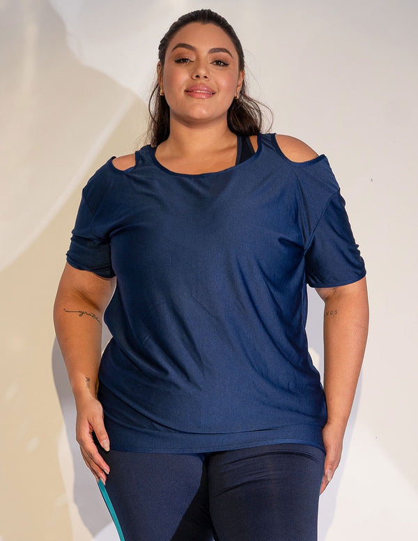 Blusa Plus Size em Dry Fit Azul Marinho | Ref: 4.4.1751-18