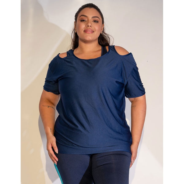 Blusa Plus Size em Dry Fit Azul Marinho | Ref: 4.4.1751-18