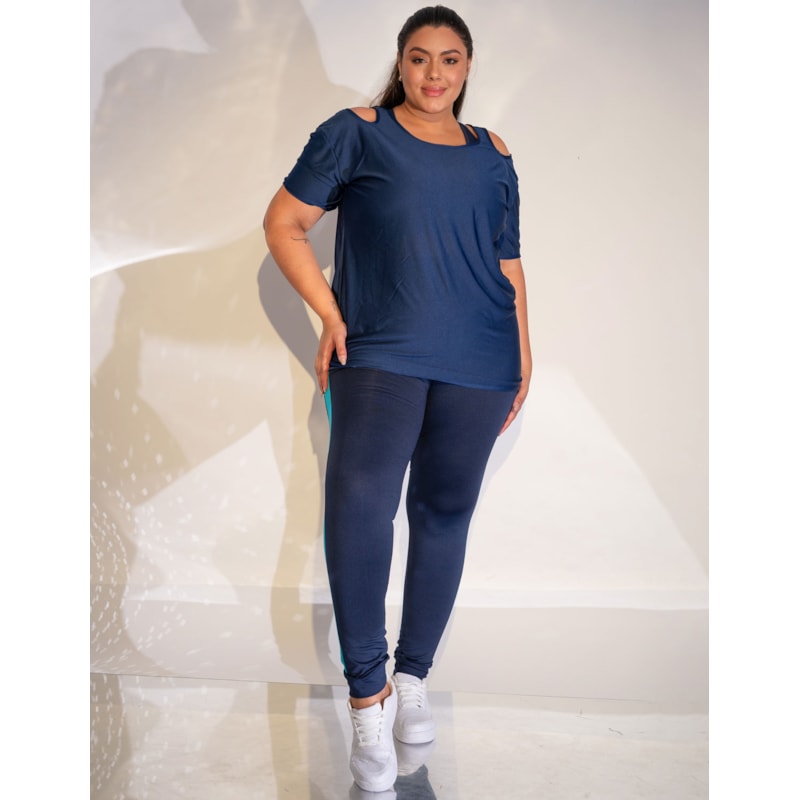 Blusa Plus Size em Dry Fit Azul Marinho | Ref: 4.4.1751-18