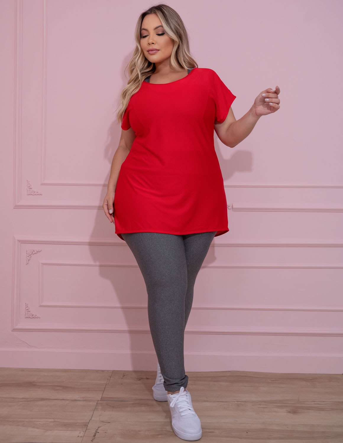 Blusa Plus Size Vermelha em Dry Fit | Ref: 4.4.1752-11