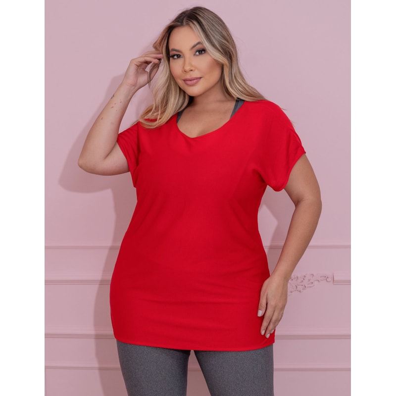 Blusa Plus Size Vermelha em Dry Fit | Ref: 4.4.1752-11