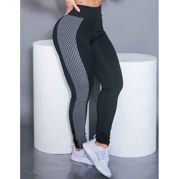 Calça Montaria Preta com Recortes na Lateral em Tecido Jacquard | Ref: 4.4.4421-3226