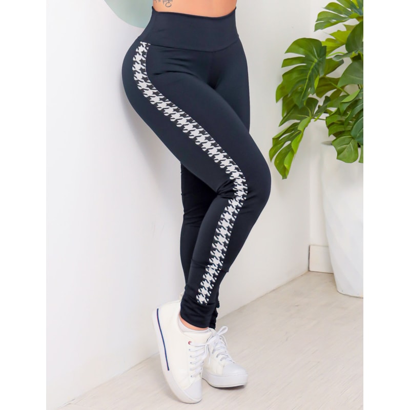 Calça Legging Cintura Alta Com Recortes nas Laterais em Tecido Jacquard  | Ref: 4.4.4423-3236