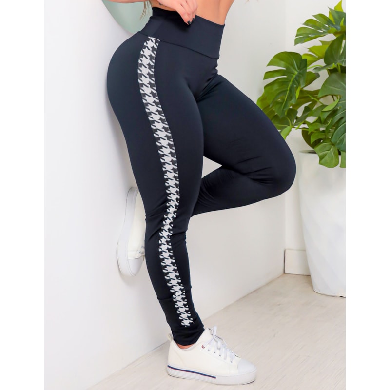 Calça Legging Cintura Alta Com Recortes nas Laterais em Tecido Jacquard  | Ref: 4.4.4423-3236