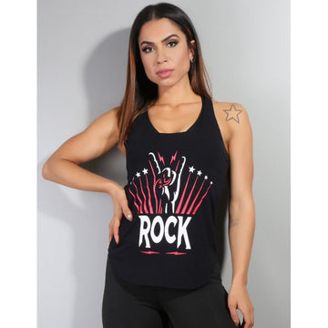 Camiseta Fitness em Viscolycra Radiosa Preta com Estampa | Ref: 3.3.2265ROCK-01