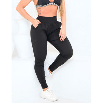 Calça Jogger em Bengaline Preto com Bolsos Laterais | Ref: 3.3.2475-01