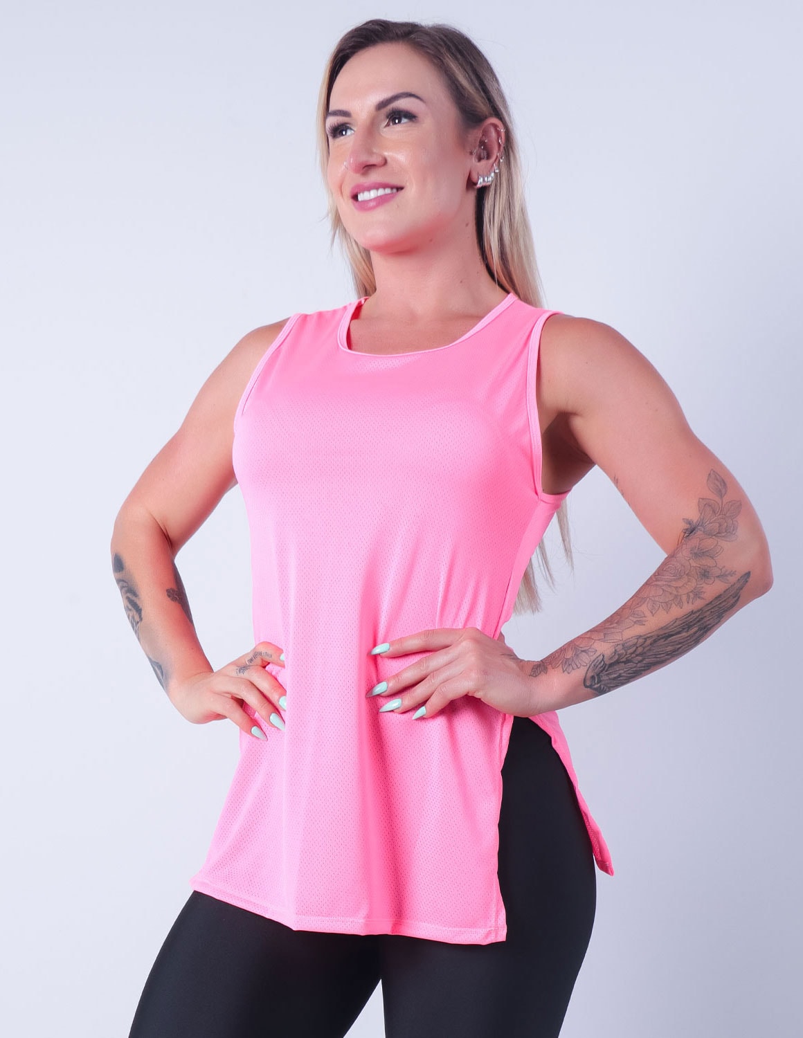 Regata Feminina em Dry Fit Rosa Neon | Ref: 3.3.2556-39