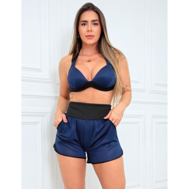 Top Fitness com Bojo Azul Marinho em Dry Fit | Ref: 4.4.1199DRY-18