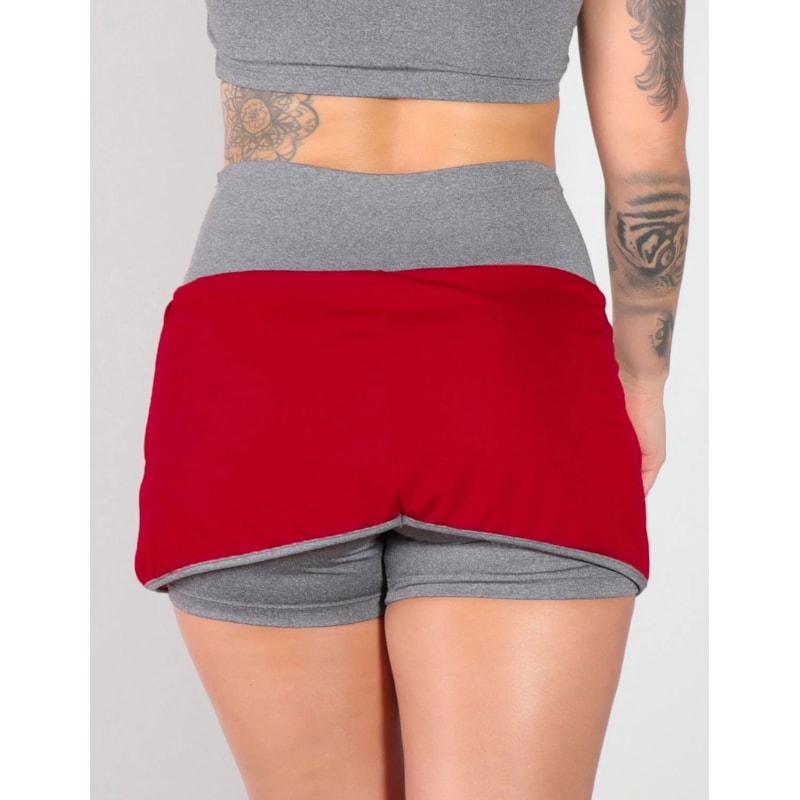 Short Saia Vinho e Mescla Dry Fit com Bolsos | Ref: 4.4.1584V-0324
