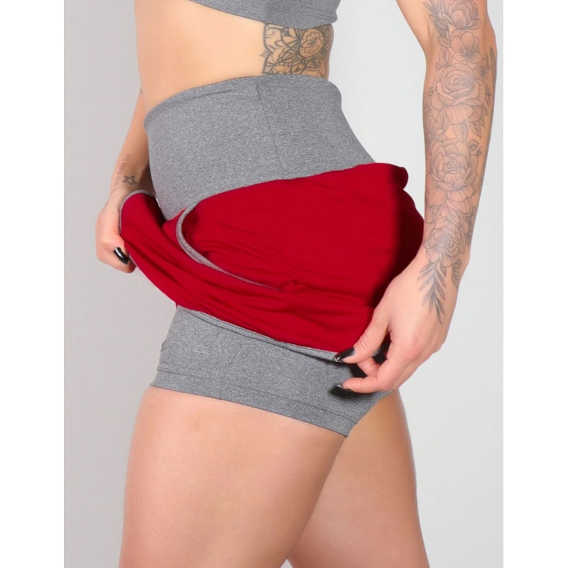 Short Saia Vinho e Mescla Dry Fit com Bolsos | Ref: 4.4.1584V-0324