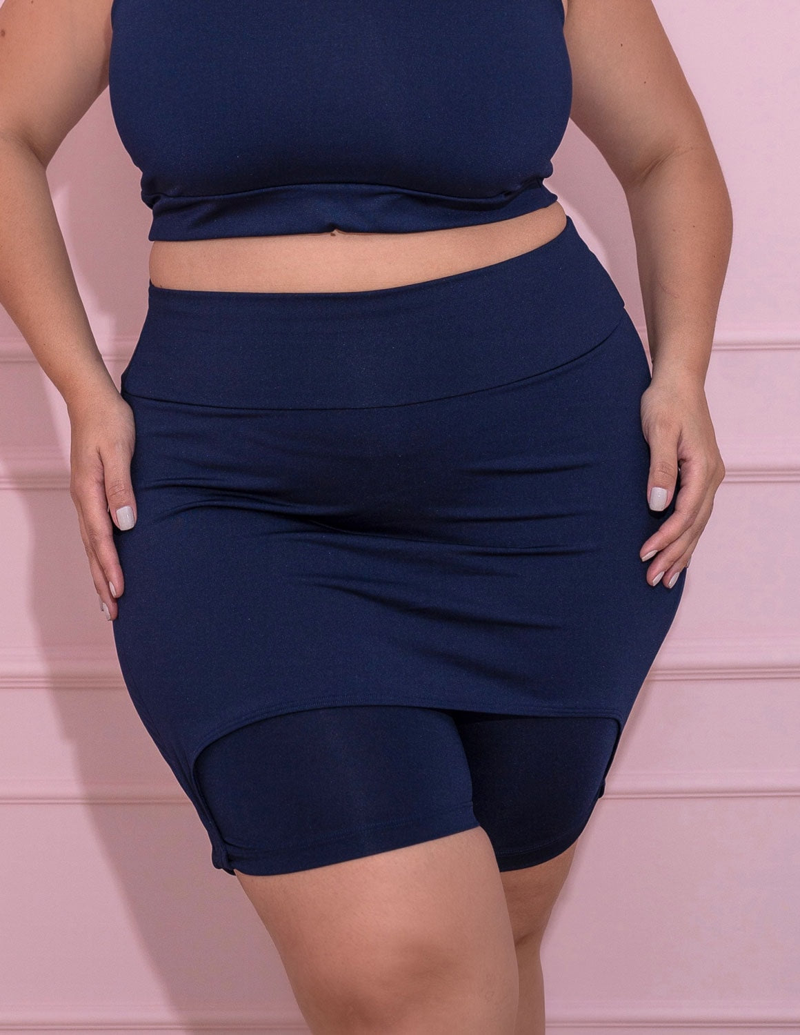 Bermuda com Tapa Bumbum Plus Size Azul Marinho