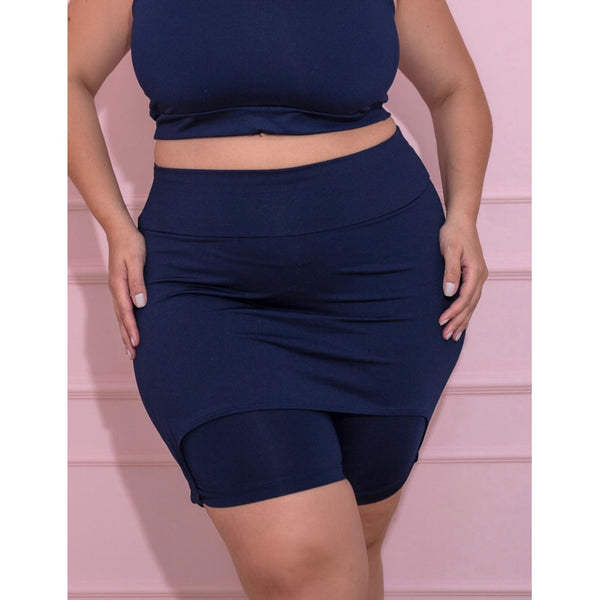 Bermuda com Tapa Bumbum Plus Size Azul Marinho | Ref: 4.4.4073-18