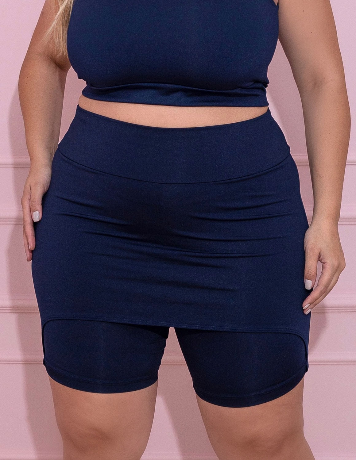 Bermuda com Tapa Bumbum Plus Size Azul Marinho