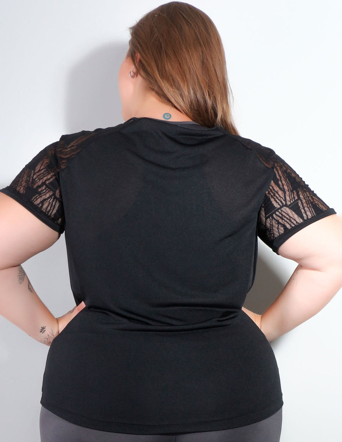 Camiseta Plus Size Dry Fit Preto com Tela nos Ombros | Ref: 4.4.4142-01