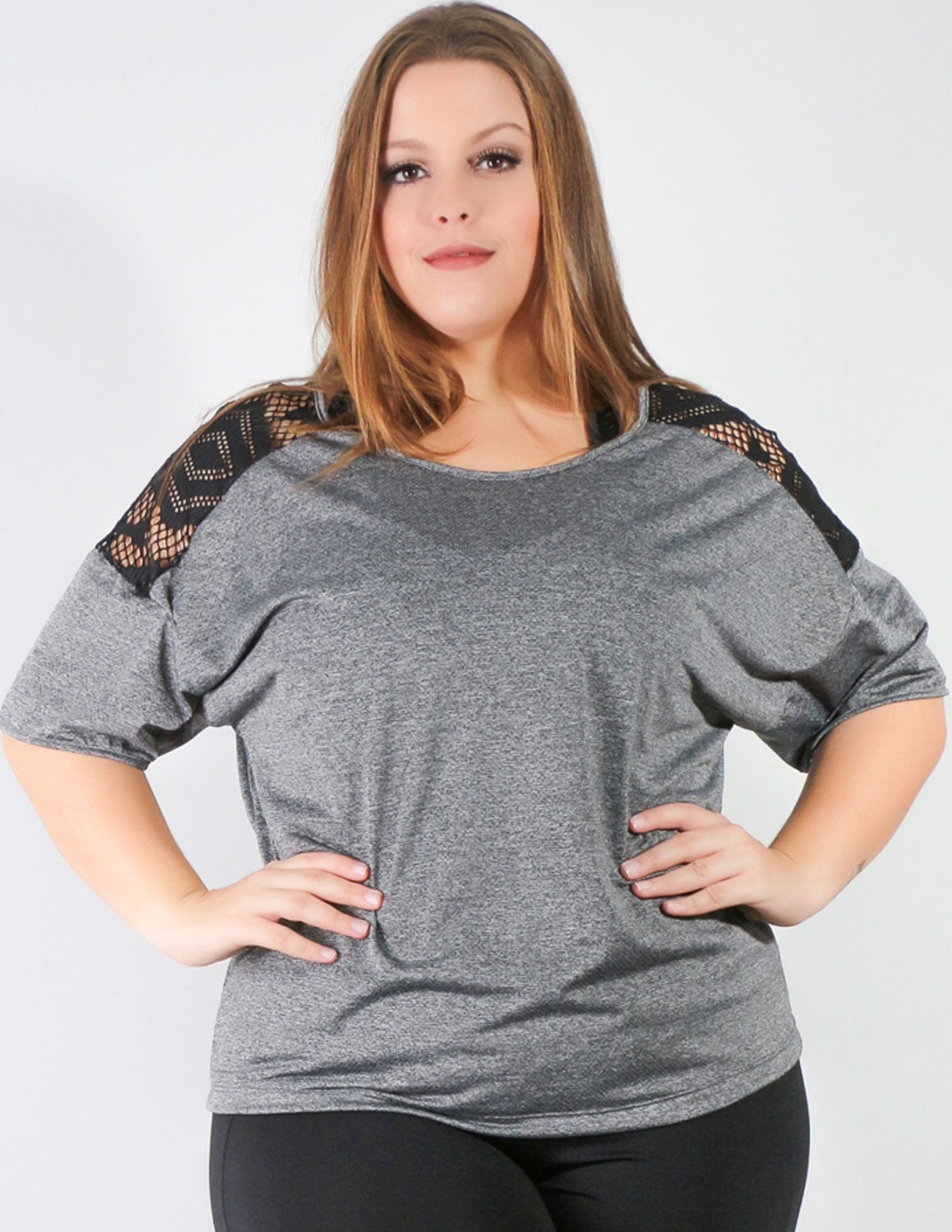 Blusa Plus Size em Dry Fit Mescla com Tela | Ref: 4.4.4143-03