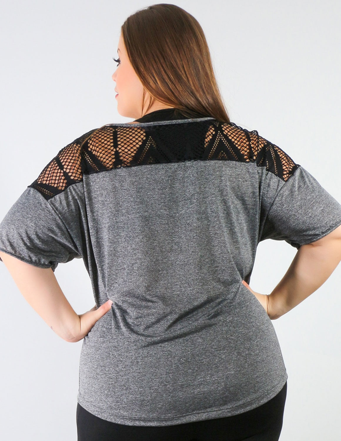 Blusa Plus Size em Dry Fit Mescla com Tela | Ref: 4.4.4143-03