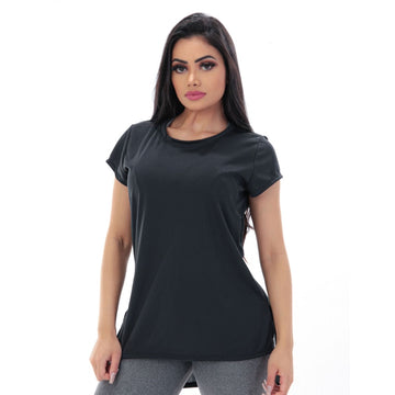 Blusa em Dry Fit Preta com Manguinhas | Ref: 4.4.4385-01