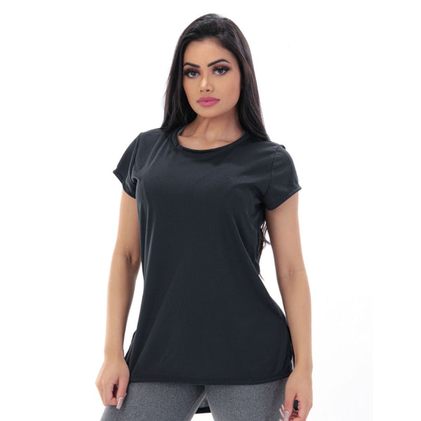 Blusa em Dry Fit Preta com Manguinhas | Ref: 4.4.4385-01