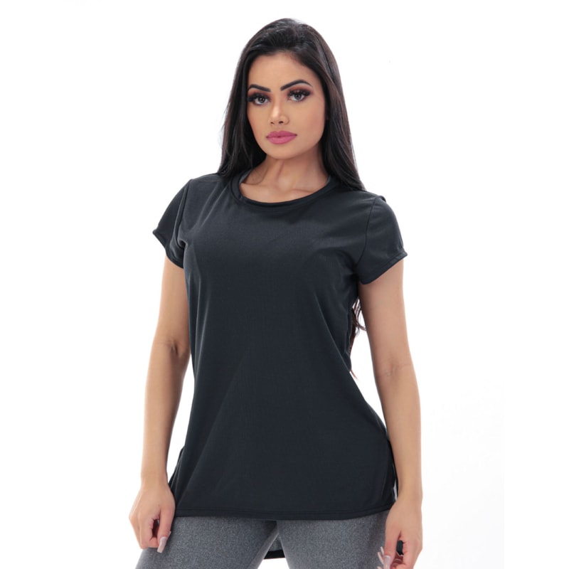 Blusa em Dry Fit Preta com Manguinhas | Ref: 4.4.4385-01