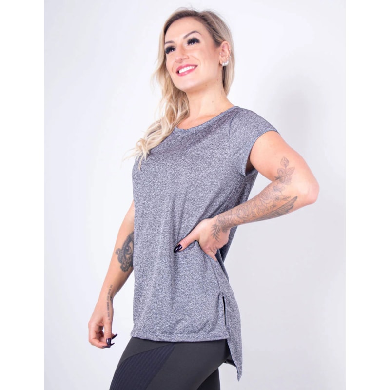 Blusa Alongada com Manguinhas na cor Mescla | Ref: 3.3.2552-03-GG