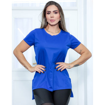 Blusa Alongada com Manguinhas Azul Bic | Ref: 3.3.2552-20-M