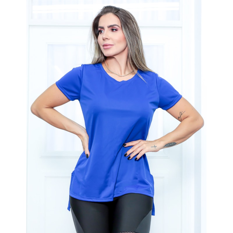 Blusa Alongada com Manguinhas Azul Bic | Ref: 3.3.2552-20-M