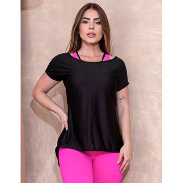 Blusa Fitness Feminina em Dry Fit Preta | Ref: 3.3.2553-01-M