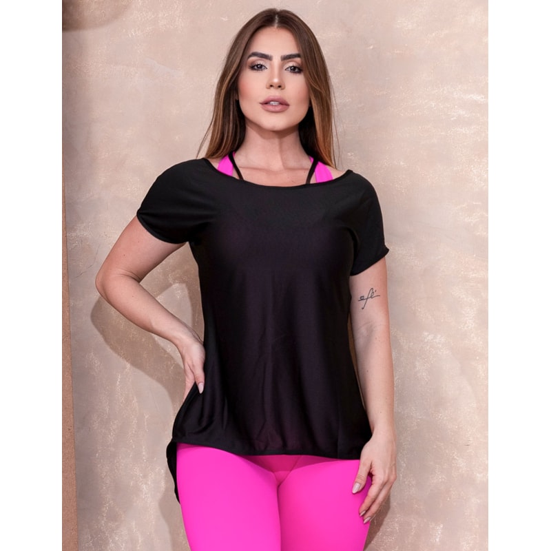 Blusa Fitness Feminina em Dry Fit Preta | Ref: 3.3.2553-01-M