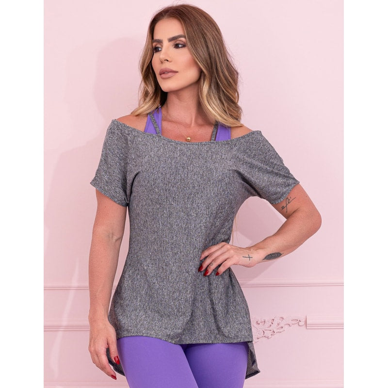 Blusa Feminina Fitness em Dry Fit Mescla | Ref: 3.3.2553-03-G