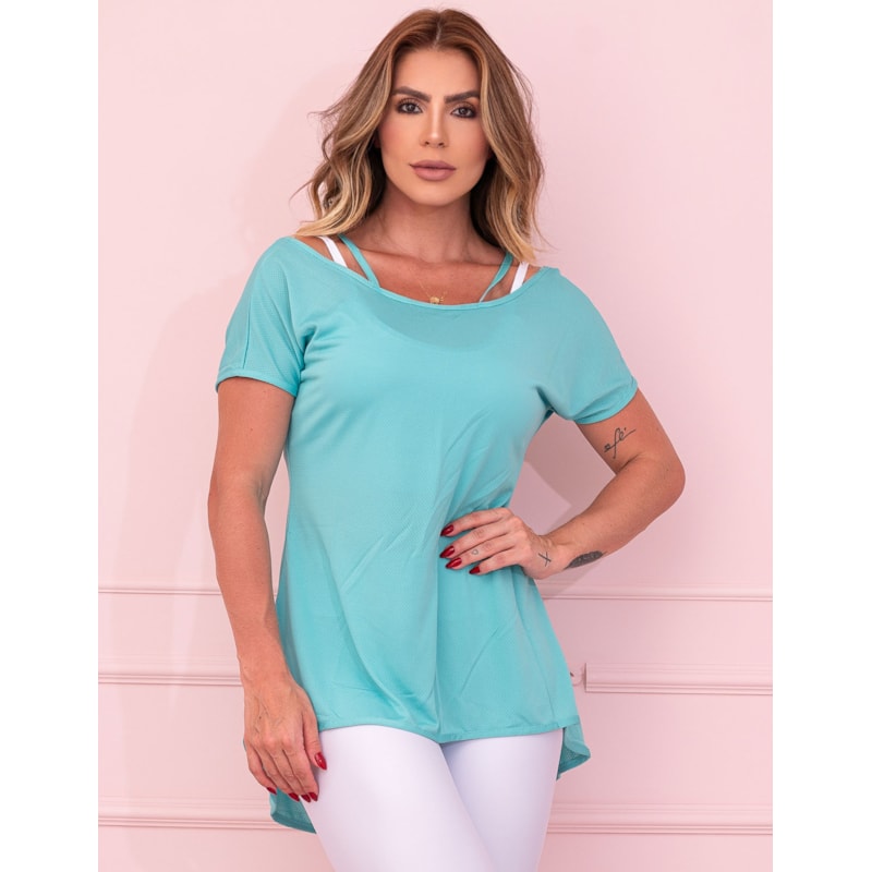 Blusa Fitness Feminina Verde em Dry Fit | Ref: 3.3.2553-05-P