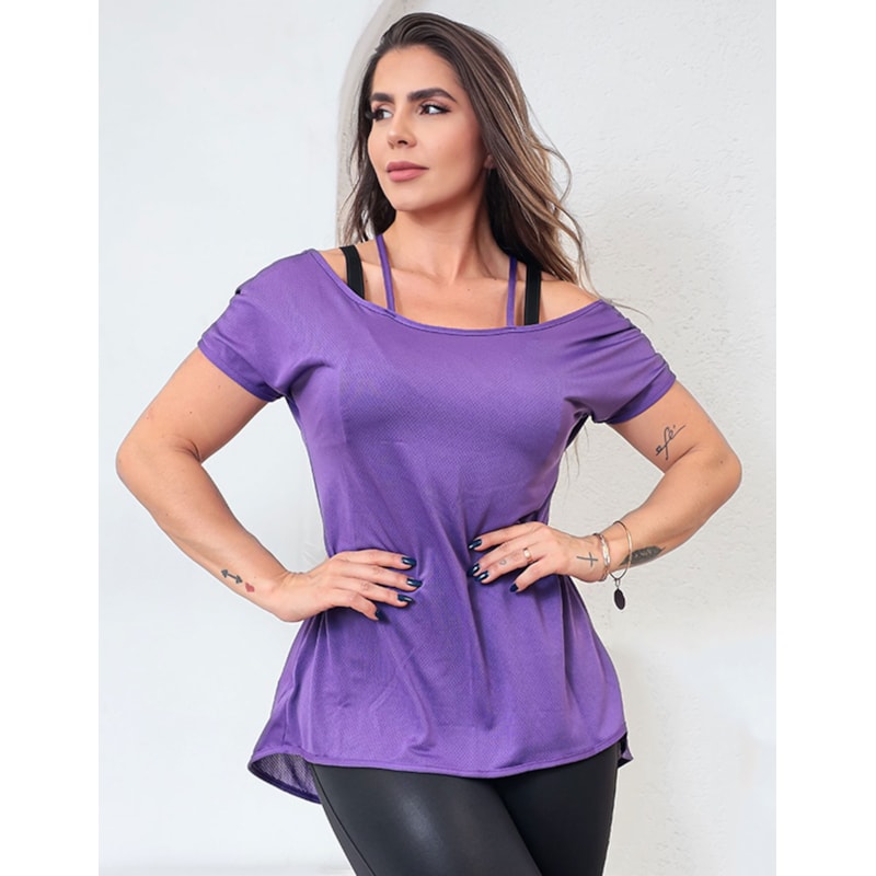 Blusa Fitness Feminina em Dry Fit Roxa | Ref: 3.3.2553-10-P