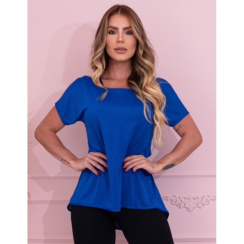 Blusa em Dry Fit Azul Bic com Manguinhas | Ref: 3.3.2553-20