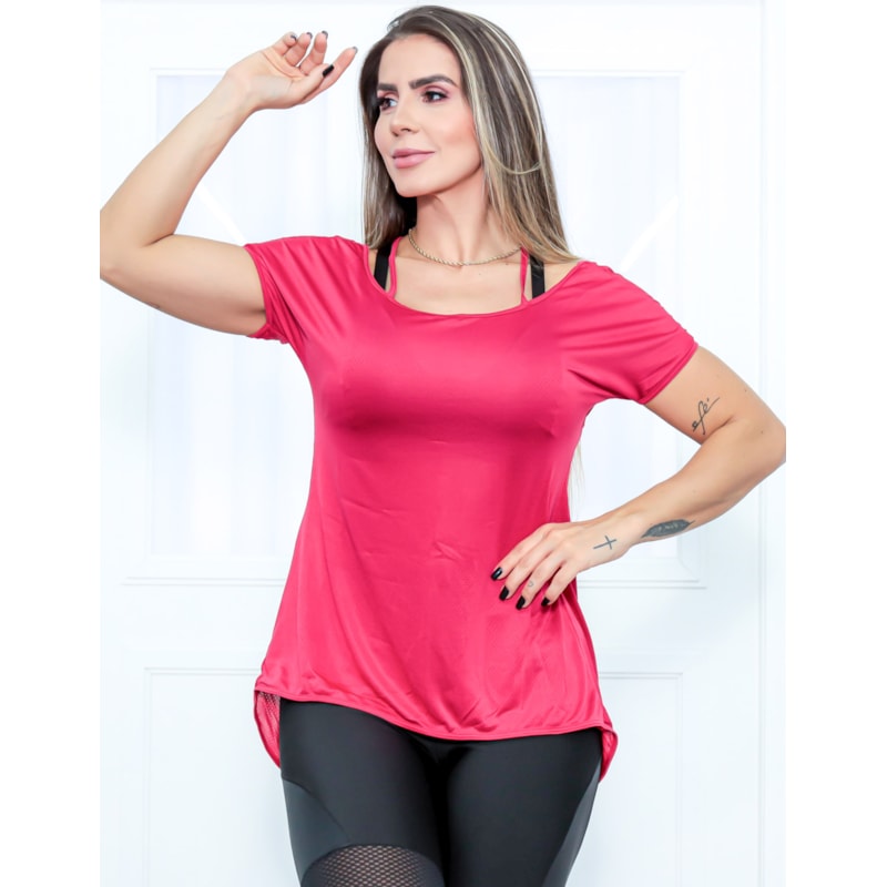 Blusa em Dry Fit Vermelho Rubi com Manguinhas | Ref: 3.3.2553-24-GG