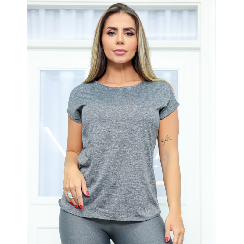 Blusa de Academia em Dry Fit com Manguinhas Mescla | Ref: 3.3.2554-03-M