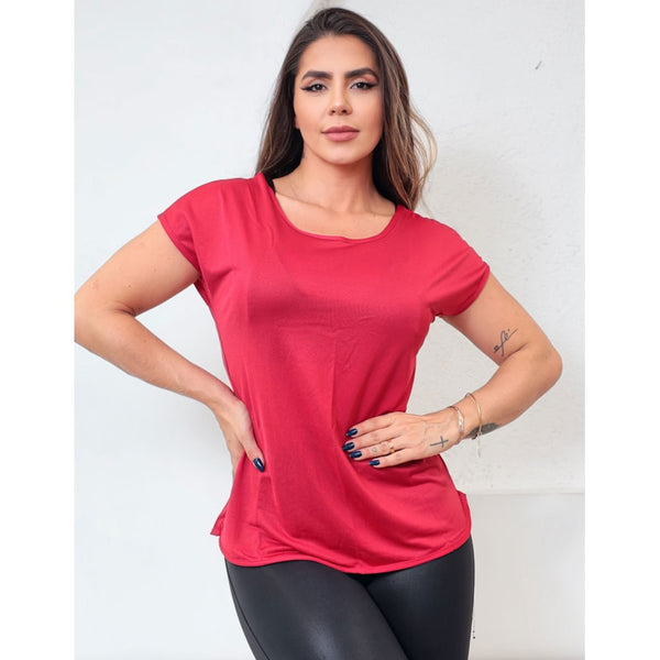 Blusa Feminina Dry FIt com Manguinhas Vermelho Rubi | Ref: 3.3.2554-24-GG
