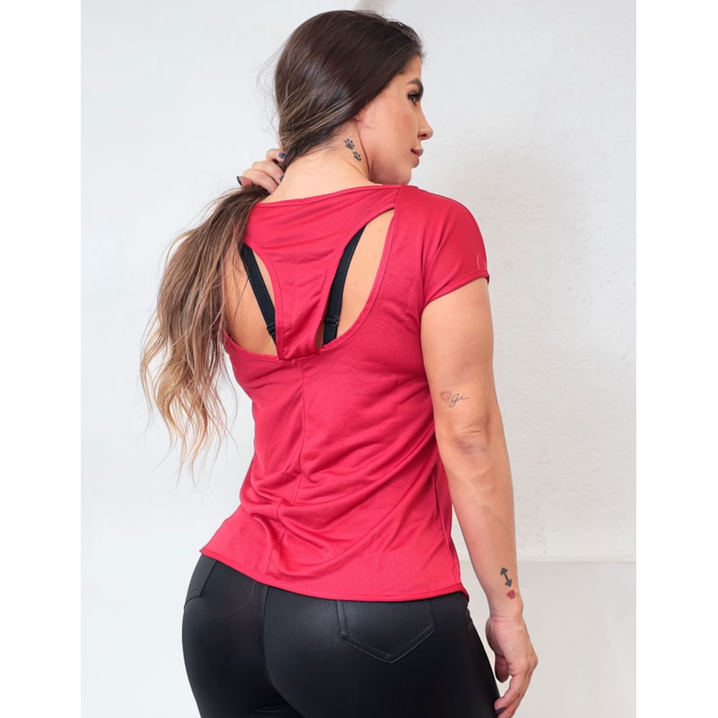 Blusa Feminina Dry FIt com Manguinhas Vermelho Rubi | Ref: 3.3.2554-24-GG