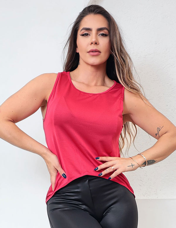 Camiseta Regata Feminina Vermelho Rubi em Dry Fit | Ref: 3.3.2555-24-G