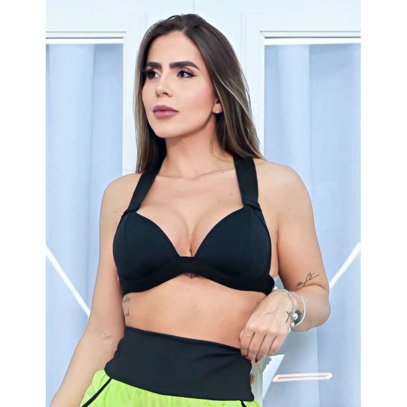 Top Fitness com Bojo e Elástico Preto | Ref: 4.4.1199-01-G
