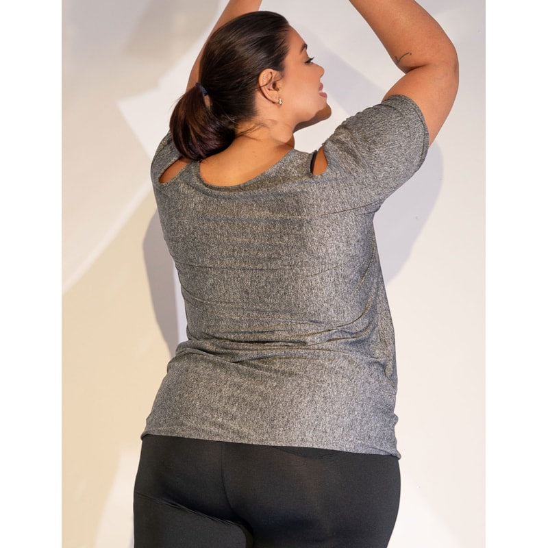 Blusa Fitness Plus Size em Dry Fit Mescla | Ref: 4.4.1751-03-46