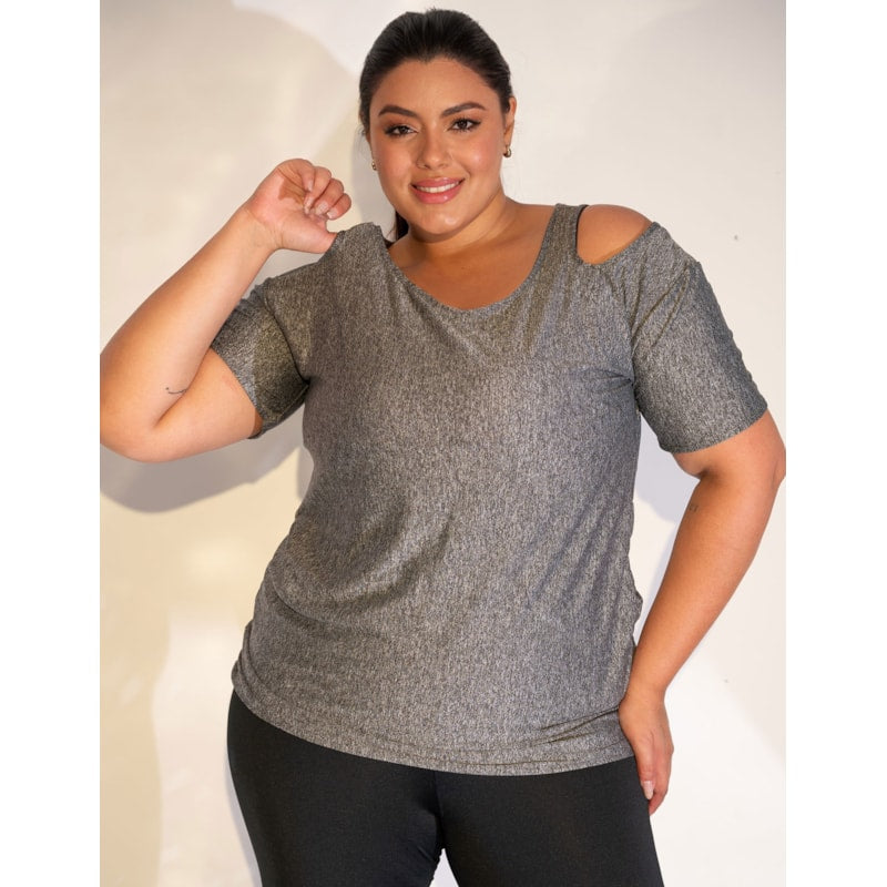 Blusa Fitness Plus Size em Dry Fit Mescla | Ref: 4.4.1751-03-46