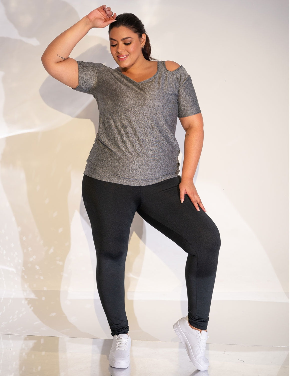 Blusa Fitness Plus Size em Dry Fit Mescla
