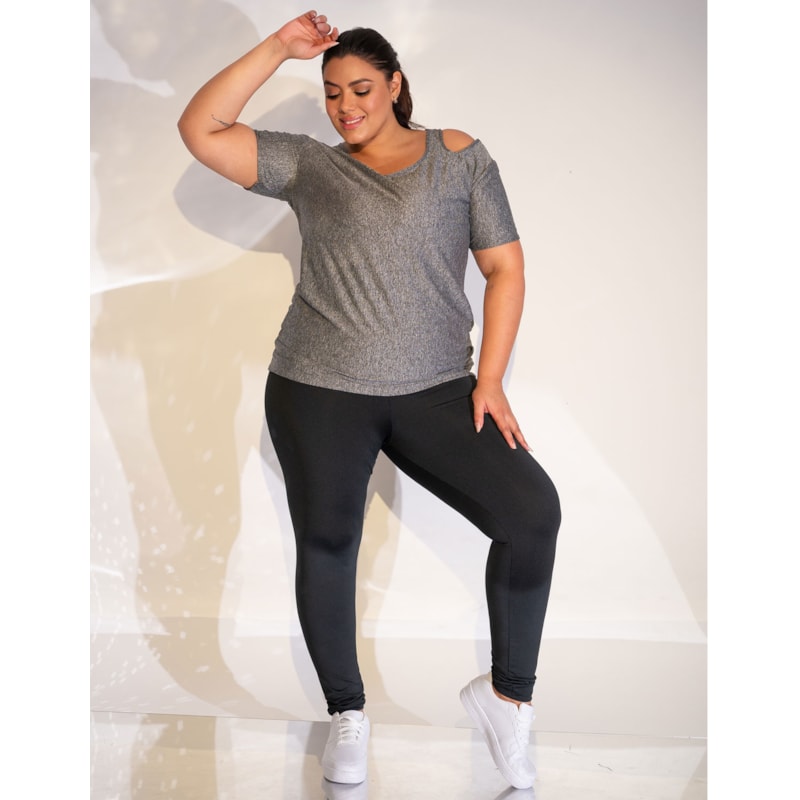 Blusa Fitness Plus Size em Dry Fit Mescla | Ref: 4.4.1751-03-46