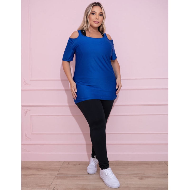 Blusa Fitness Plus Size Azul em Dry Fit | Ref: 4.4.1751-06-52