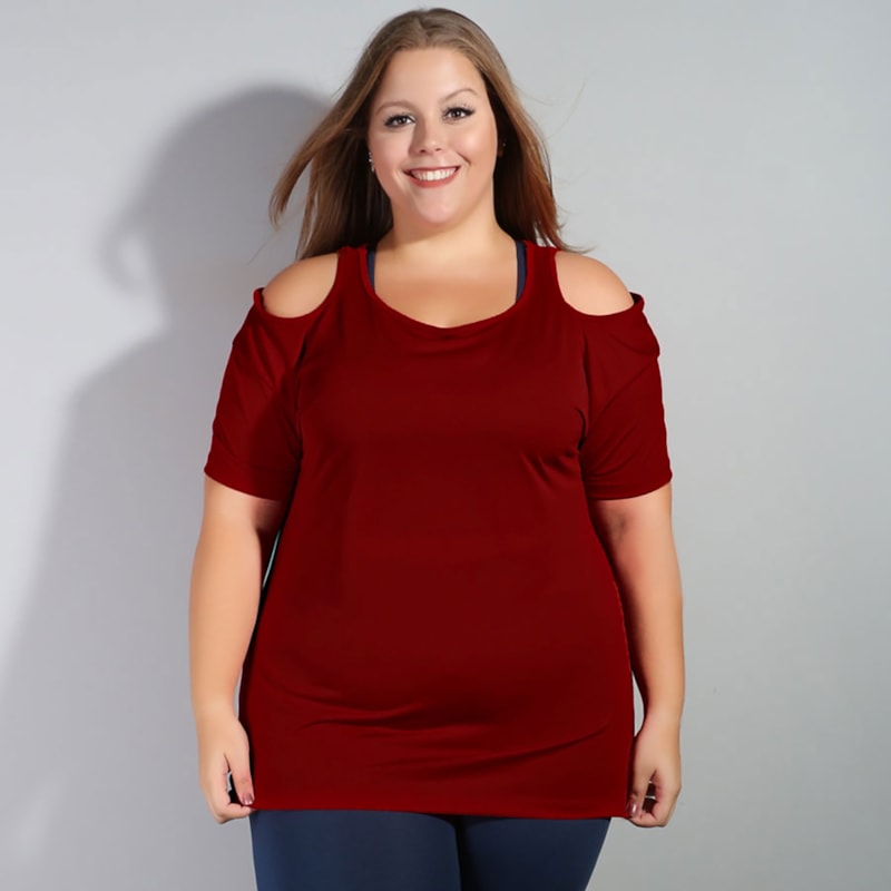 Blusa Feminina Plus Size em Dry Fit Vinho | Ref: 4.4.1751-24-54