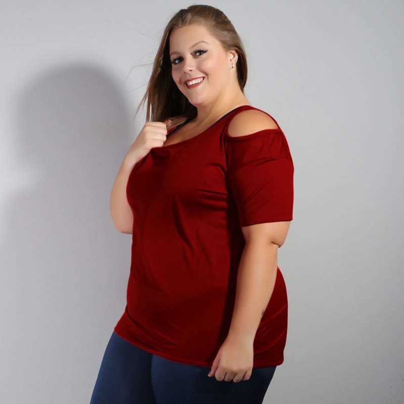 Blusa Feminina Plus Size em Dry Fit Vinho | Ref: 4.4.1751-24-54