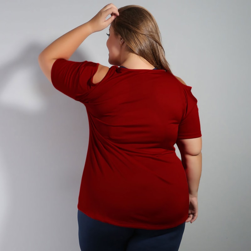 Blusa Feminina Plus Size em Dry Fit Vinho | Ref: 4.4.1751-24-54