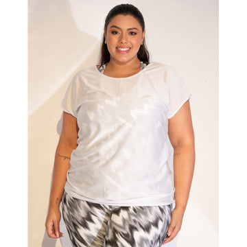 Blusa Plus Size Branca em Dry Fit | Ref: 4.4.1752-02-50